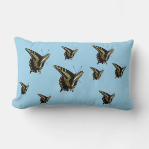 Lumbar Pillow - Swallowtail Butterflies on Blue