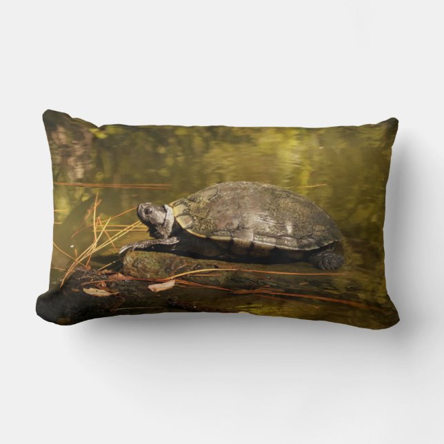 Lumbar Pillow - Turtle on Log in Pond (Front)