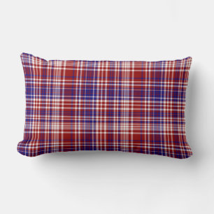 Lumbar Plaid Pillow,Red-White-Blue Collection- 04 Cushion