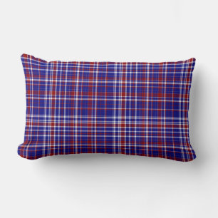 Lumbar Plaid Pillow,Red-White-Blue Collection 05 Cushion