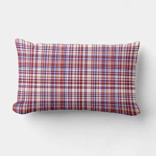Lumbar Plaid Pillow,Red-White-Blue Collection 06 Cushion
