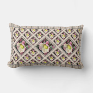 Lumbar Throw Pillow with Lovely Pink Hellebores