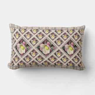 Lumbar Throw Pillow with Lovely Pink Hellebores
