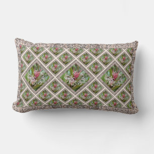 Lumbar Throw Pillow with Pink Spider Lillies