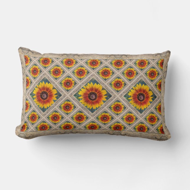 Lumbar Throw Pillow with Susie's Sunflowers (Front)