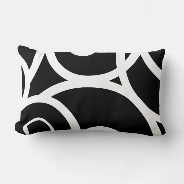 Lumbar White & Black modern abstract designer Cushion (Front)