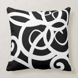 Lumbar White & Black modern abstract designer Cushion