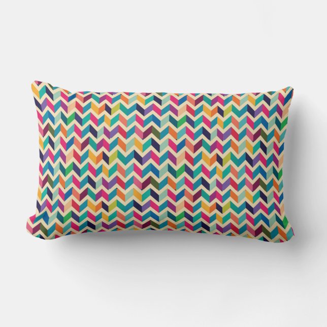 Lumber Cushion - Multi Colored Zigzag (Front)