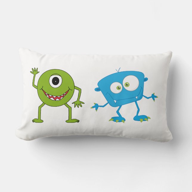 Lumber Cushion - One Blue One Green Monster (Front)