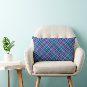 Lumber Cushion - Tartan Blue Pink Purple