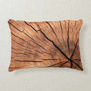 Lumber log wood tree cross section decorative cushion