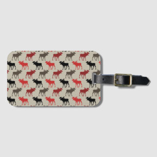Lumber Red Black Gray Moose Silhouette Antler Deer Luggage Tag