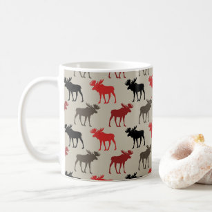Lumber Red Black Grey Moose Silhouette Antler Deer Coffee Mug