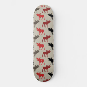 Lumber Red Black Grey Moose Silhouette Antler Deer Skateboard