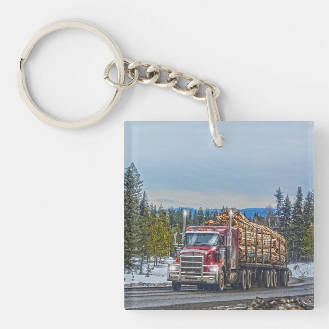 Lumber Truck Delivery - Truck Art for Lorry Lovers Key Ring (Front)
