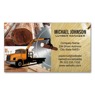 Lumber Yard Wood Circular Saw Magnetic Business Card