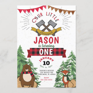 Lumberjack 1st birthday Invitation