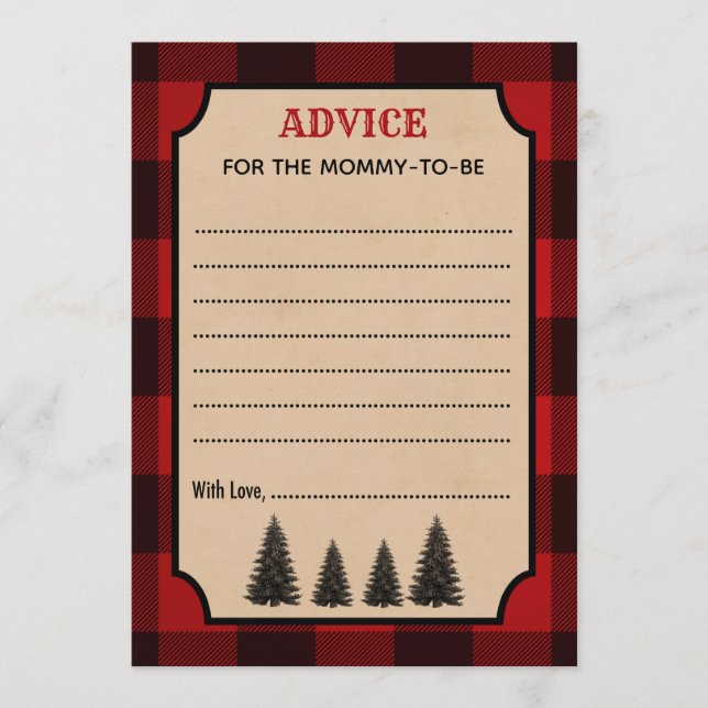 Lumberjack Advice for the Mummy Baby Shower Cards (Front)