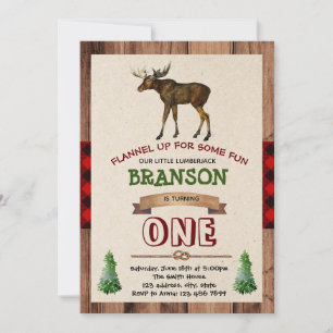 Lumberjack Antler Birthday Invitation