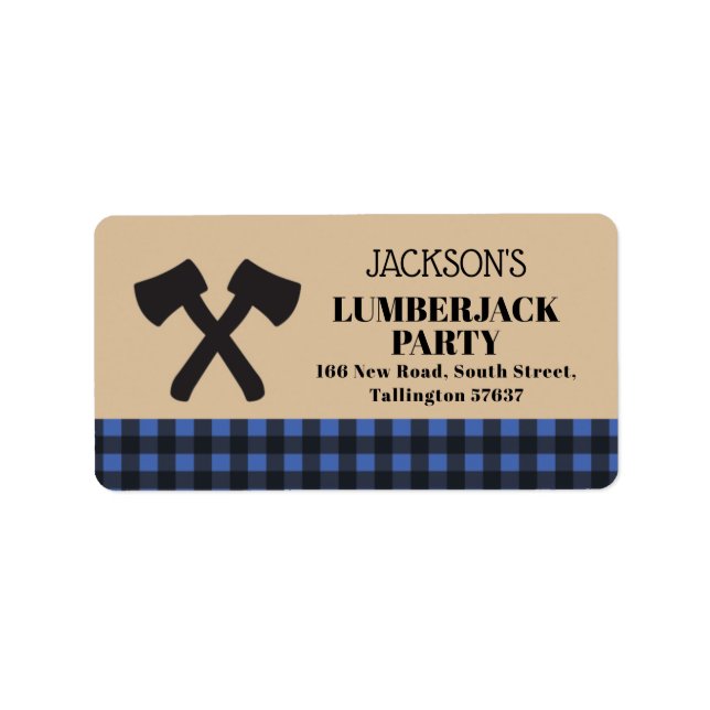 Lumberjack Axe Birthday Plaid Party Address Labels (Front)