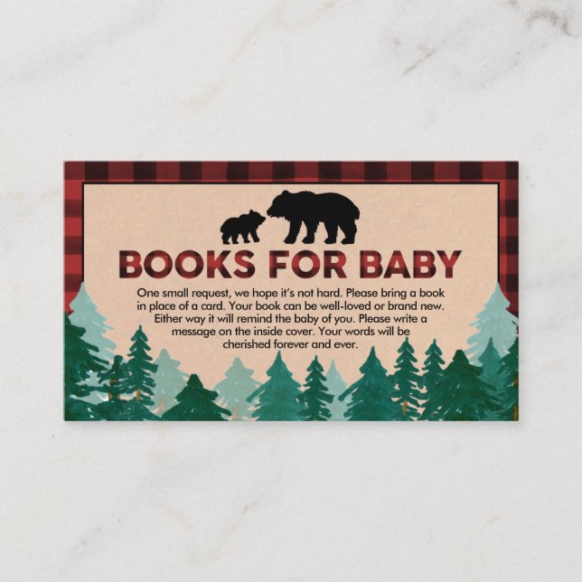 Lumberjack Baby Shower Books for Baby Business Card (Front)