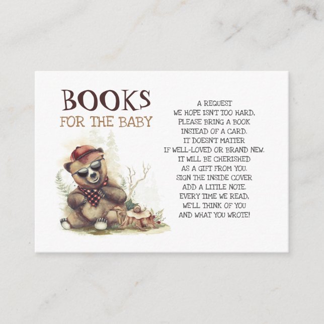 Lumberjack Baby Shower Cute Bear Books For Baby Business Card (Front)
