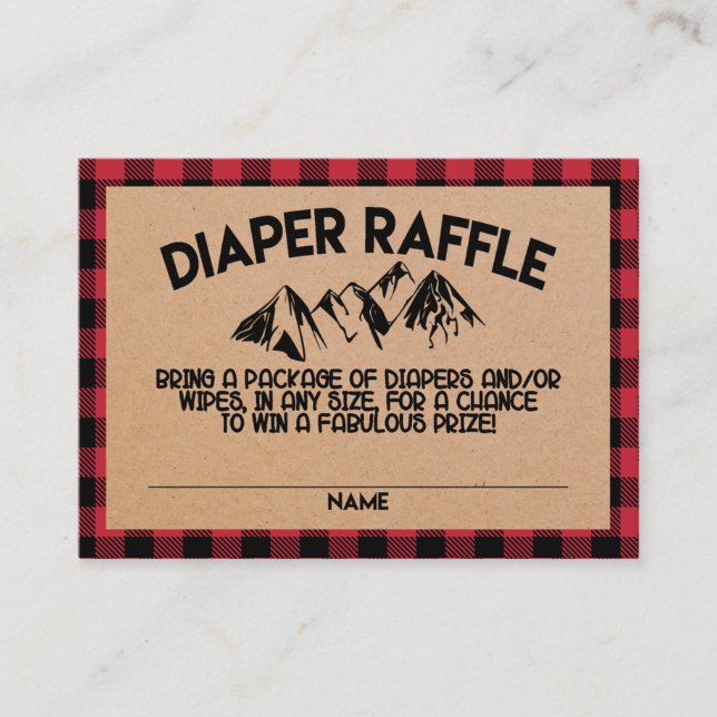 Lumberjack Baby Shower Diaper Raffle Card (Front)