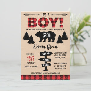  Lumberjack Baby Shower Invitation
