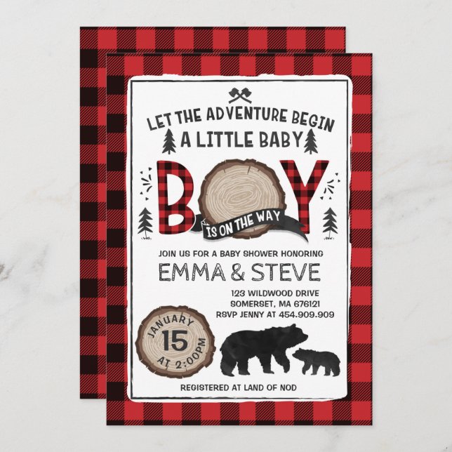 Lumberjack Baby Shower Invitation Lumberjack Party (Front/Back)