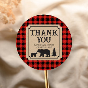 Lumberjack Bear Baby Shower Classic Round Sticker