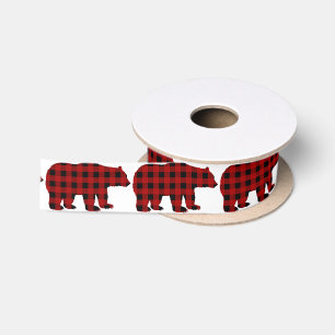 Lumberjack bear pattern party gift ribbon satin ribbon