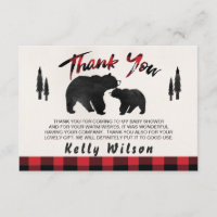 Lumberjack Bears Baby Shower Thank You Card
