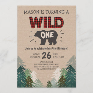 Lumberjack Birthday Invitation Wild One Forest