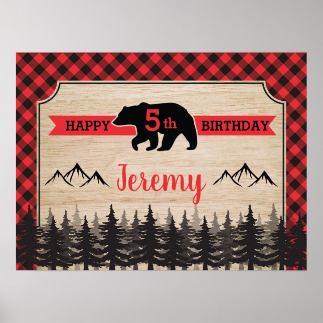 Lumberjack Birthday Party Photo Backdrop Poster (Front)