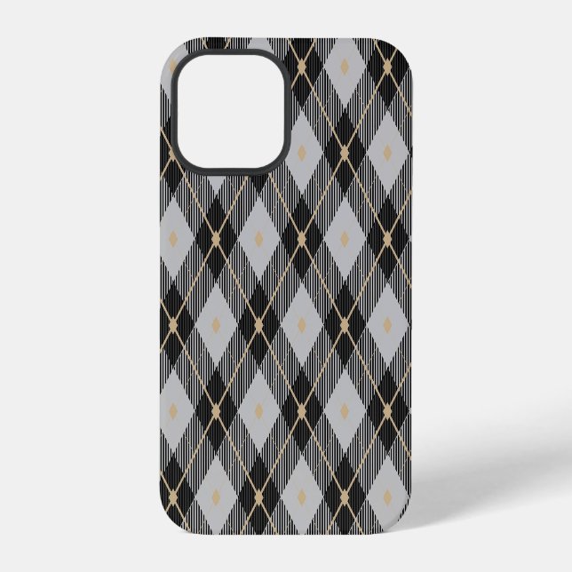 Lumberjack Black Grey Plaid Pattern iPhone Case (Back)