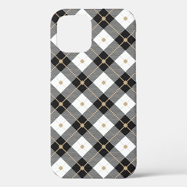 Lumberjack Black White Plaid Pattern Case-Mate iPhone Case (Back)