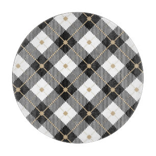 Lumberjack Black  White Plaid Pattern Cutting Board