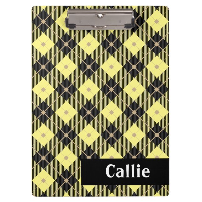 Lumberjack Black & Yellow Plaid Bullet  Clipboard (Front)