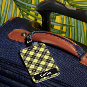 Lumberjack Black & Yellow Plaid Luggage Tag