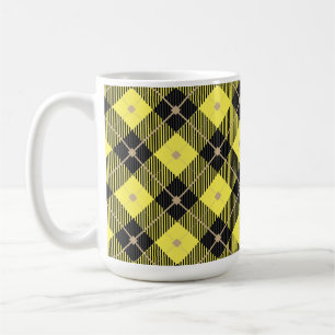 Lumberjack Black Yellow  Plaid Pattern Coffee Mug