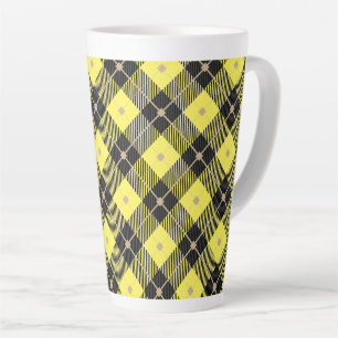Lumberjack Black Yellow  Plaid Pattern Latte Mug