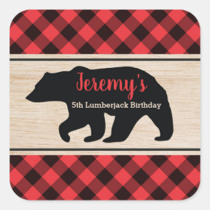 Lumberjack Boy Birthday Party Favour Sticker