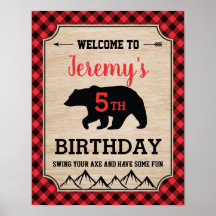 Lumberjack Boy Birthday Party Welcome Sign
