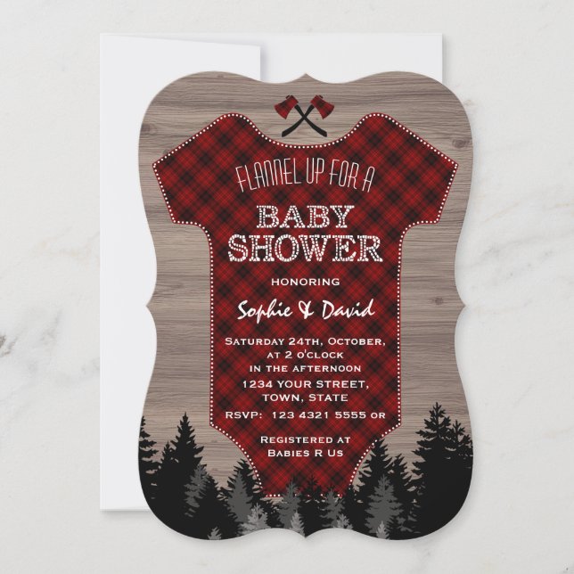 Lumberjack Buffalo Baby Suit Old Barn Baby Shower Invitation (Front)