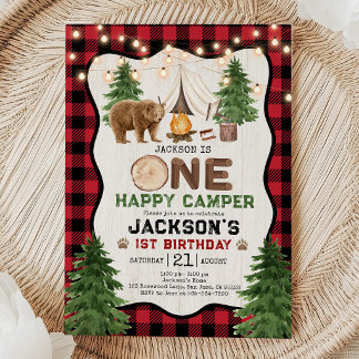 Lumberjack Camping Birthday Invitation