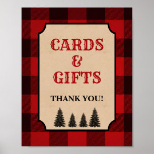 Lumberjack Cards & Gifts Shower Sign Red Plaid