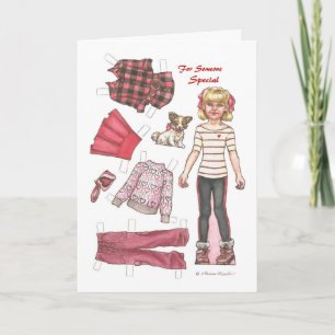 Lumberjack chic paper doll valentine holiday card