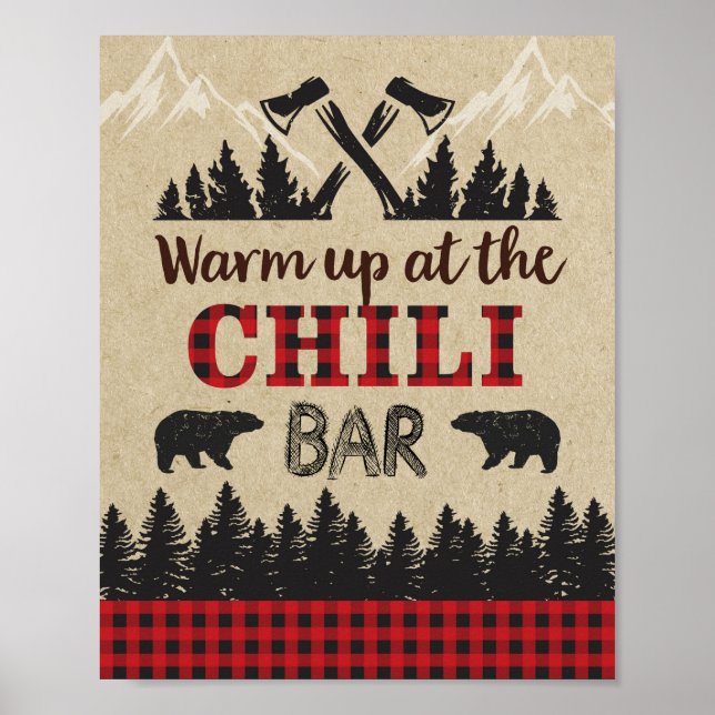 Lumberjack Chilli Bar Sign, Birthday Party, Warm U Poster (Front)