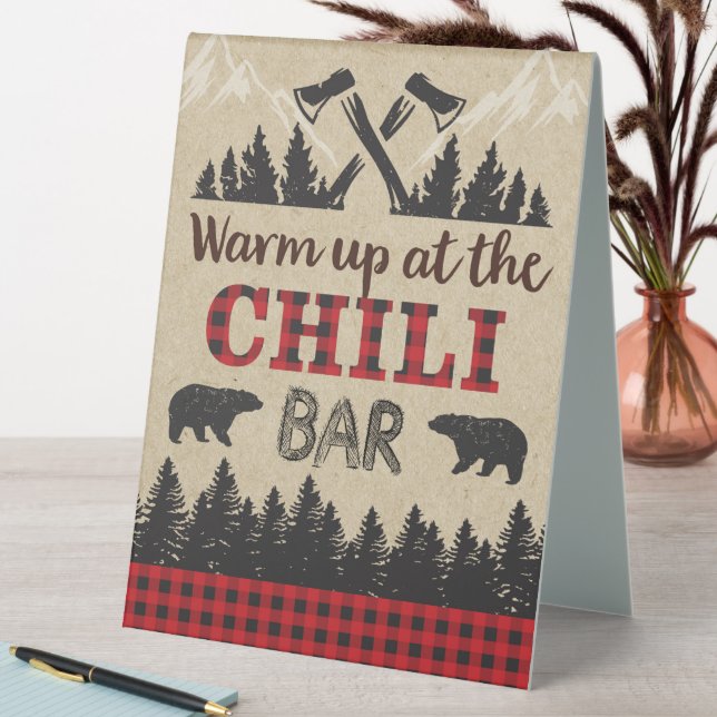 Lumberjack Chilli Bar Table Tent Sign, Warm Up (In SItu (Table))
