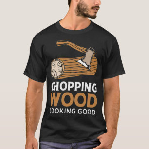 Lumberjack Chopping Wood Looking boys space bagel T-Shirt